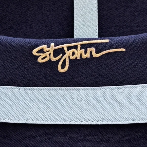 St. John Sport Navy Cotton Jacket & Pants Set Gold Buttons Trim Size M / 10 USA - Picture 10 of 12